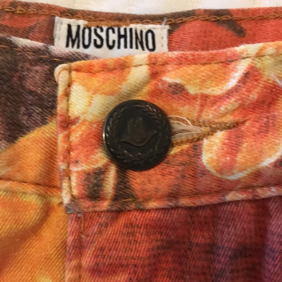 Vintage Mid-1990s Moschino Orange Floral Jeans. Size 29. - Picture 6 of 16